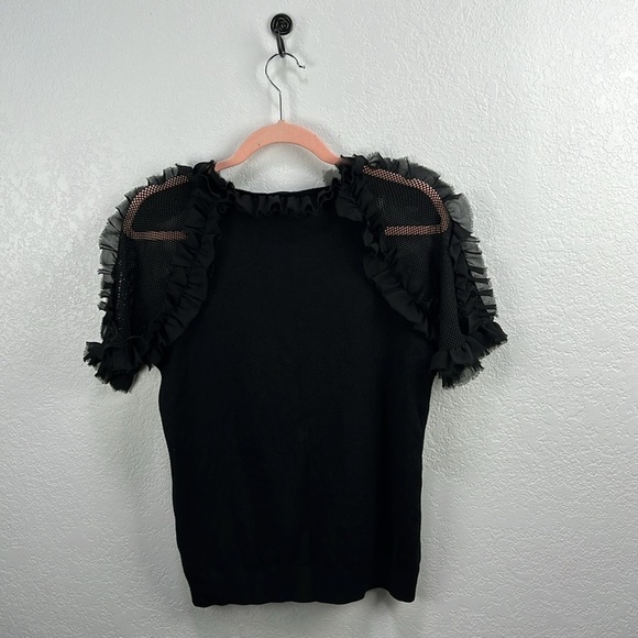 Sioni Mesh Ruffle Short Sleeve Blouse Top Black Size M Chic Whimsigoth Gothic - Picture 7 of 8